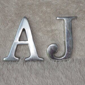 Silver 4" AJ, Letter A, Letter J - Bookends, Bedroom Decor, Office Decor